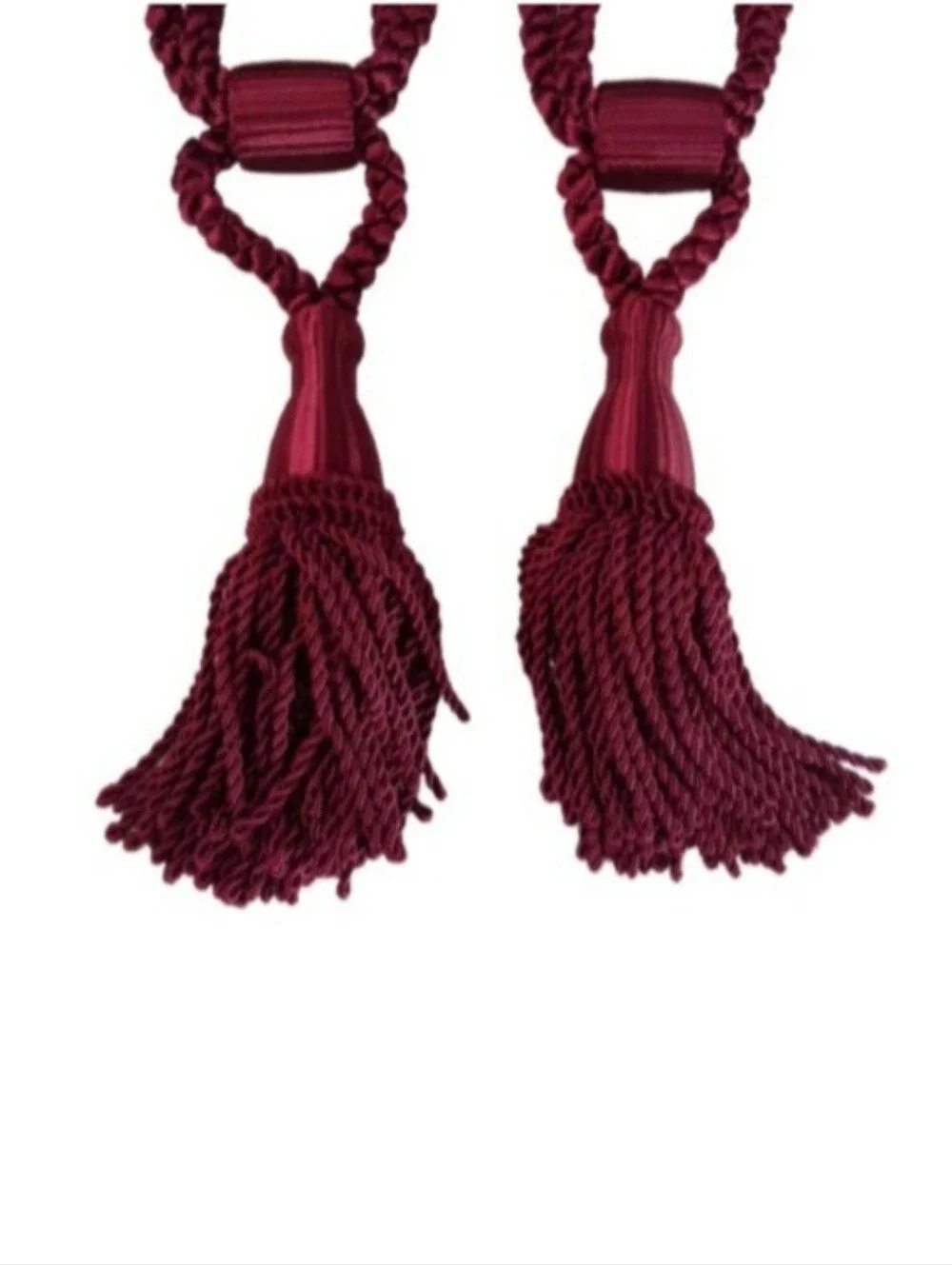 Set of 2 Burgundy Curtain Tassel Tie-Backs | EUC